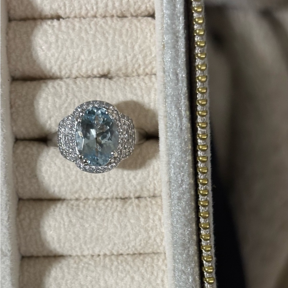 Elegant Sterling silver and blue topaz size 6